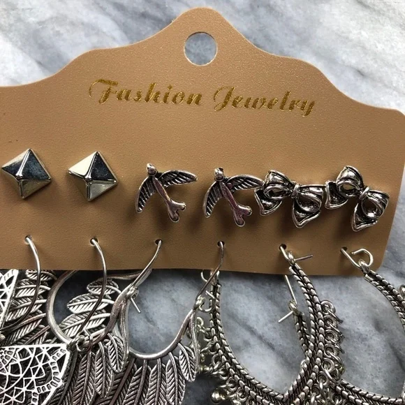 Boho Earrings Drop Dangle Vintage Bohemian Silver - Picture 4 of 9